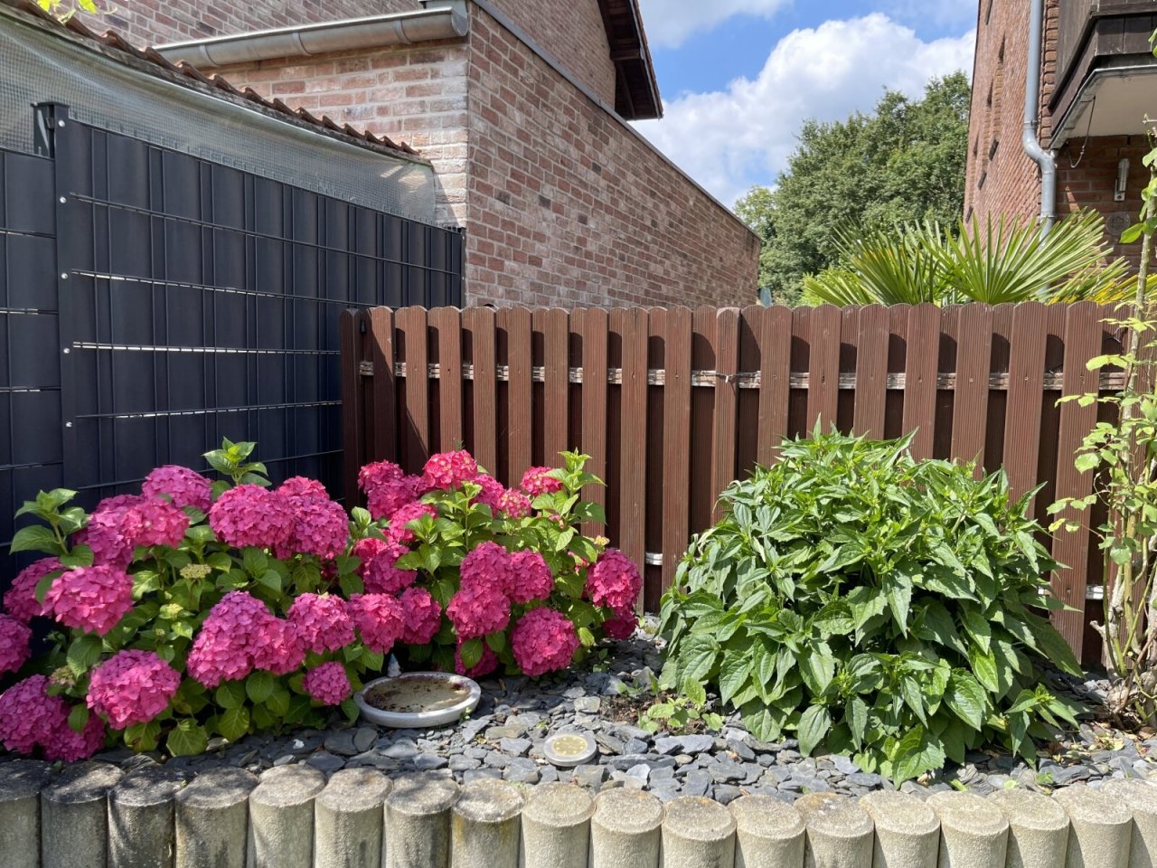 Blumenbeet grenzt Terrasse vom Garten ab Blumenbeet grenzt Terrasse vom Garten ab
