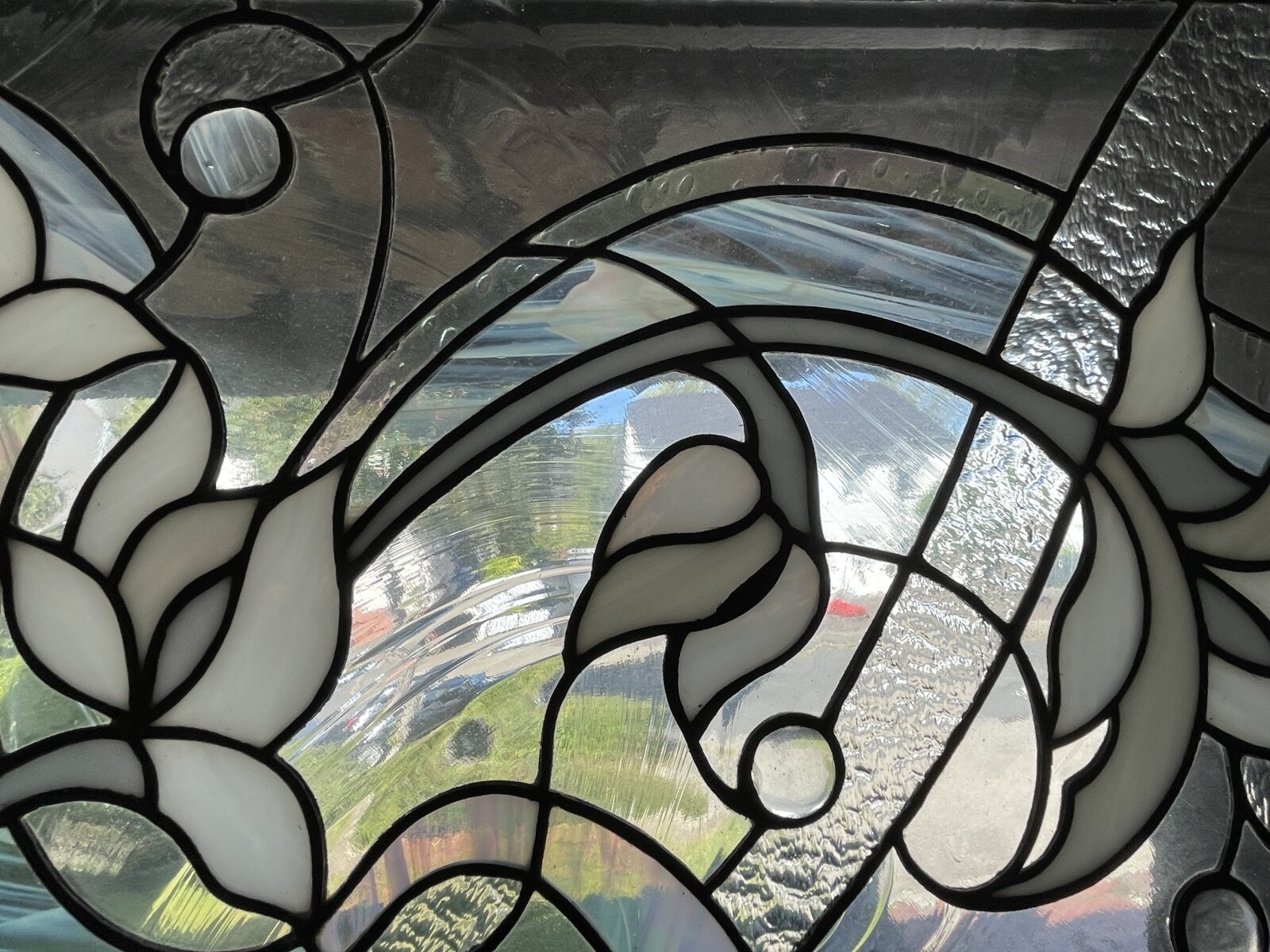Künstlerisches Ornamentglas über Haustür Künstlerisches Ornamentglas über Haustür